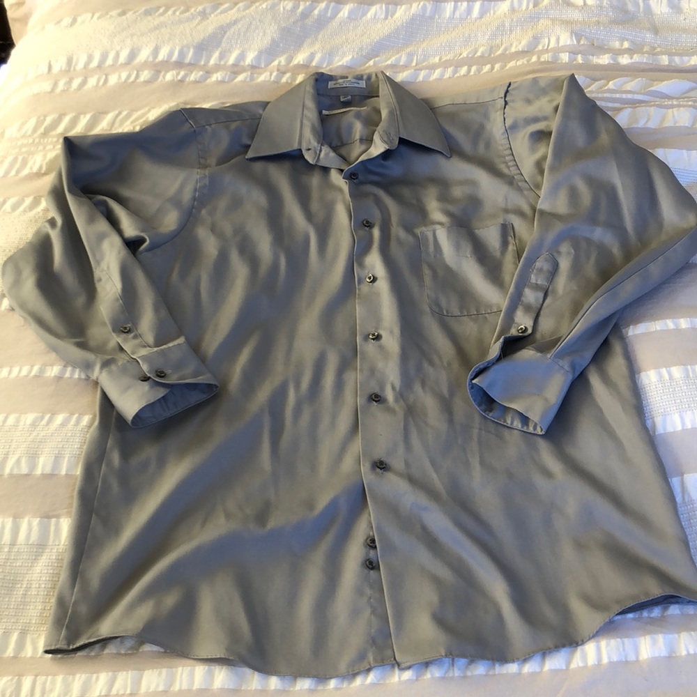 Geoffrey Beene Sateen Grey Dress Shirt 32/33